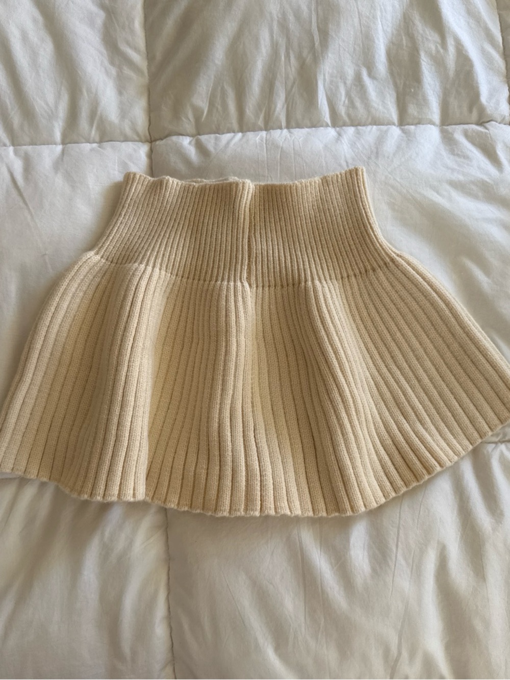 Knit Flared Mini Skirt - Cream